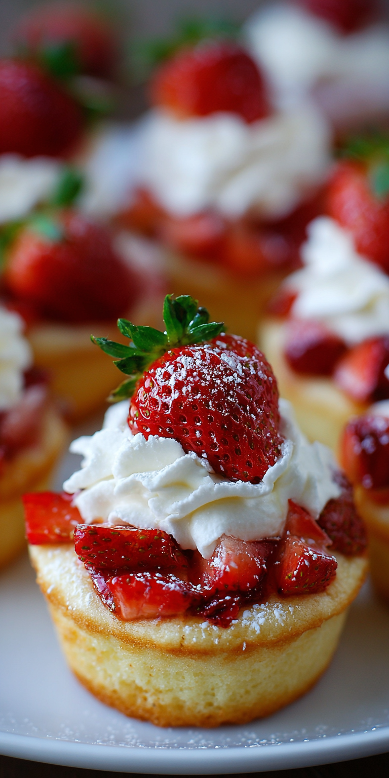 Easy Strawberry Cake Shortcake Cups served warm with cozy spices