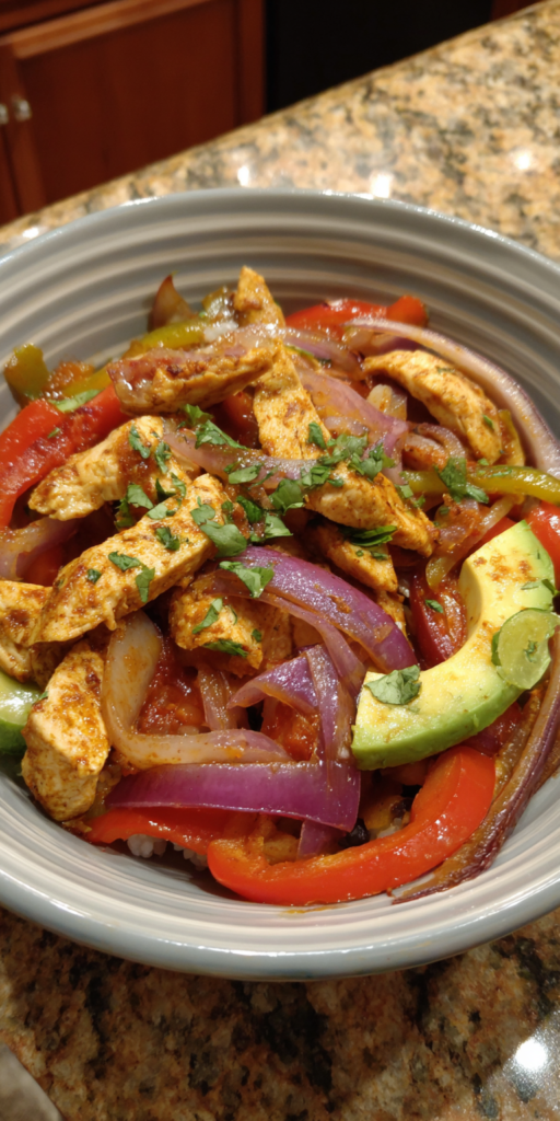 Fajita Chicken Burrito Lunch Bowl Recipe