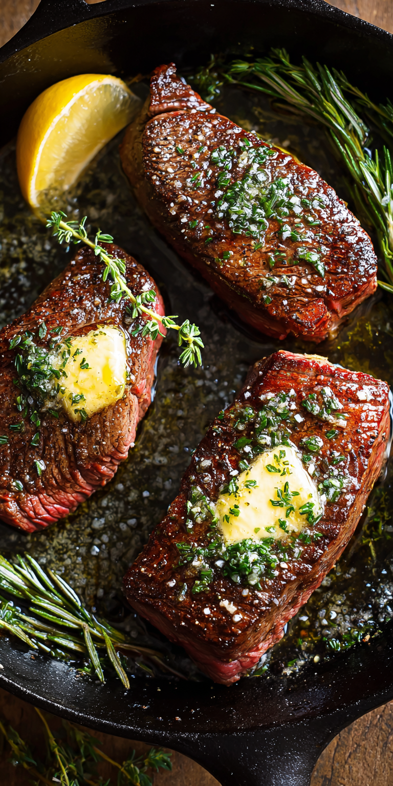 Garlic Butter Pan Seared Venison Steaks served warm with cozy spices