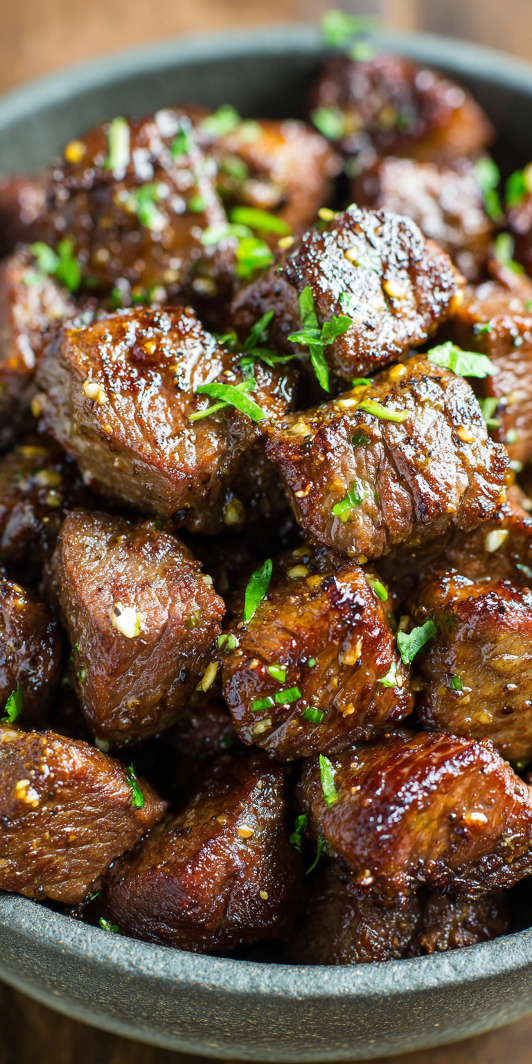 Garlic Butter Steak Bites High Protein Dinner served warm with cozy spices