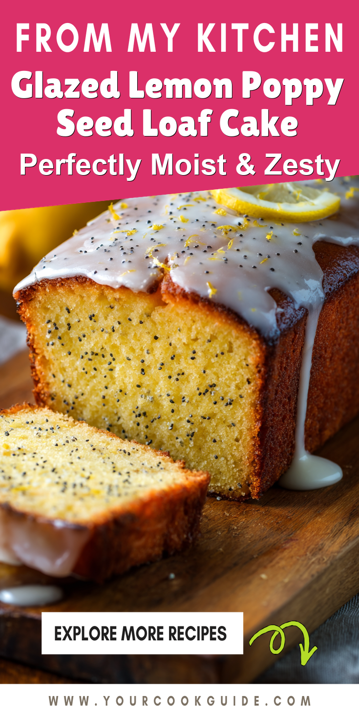 Glazed Lemon Poppy Seed Loaf Cake served warm with cozy spices
