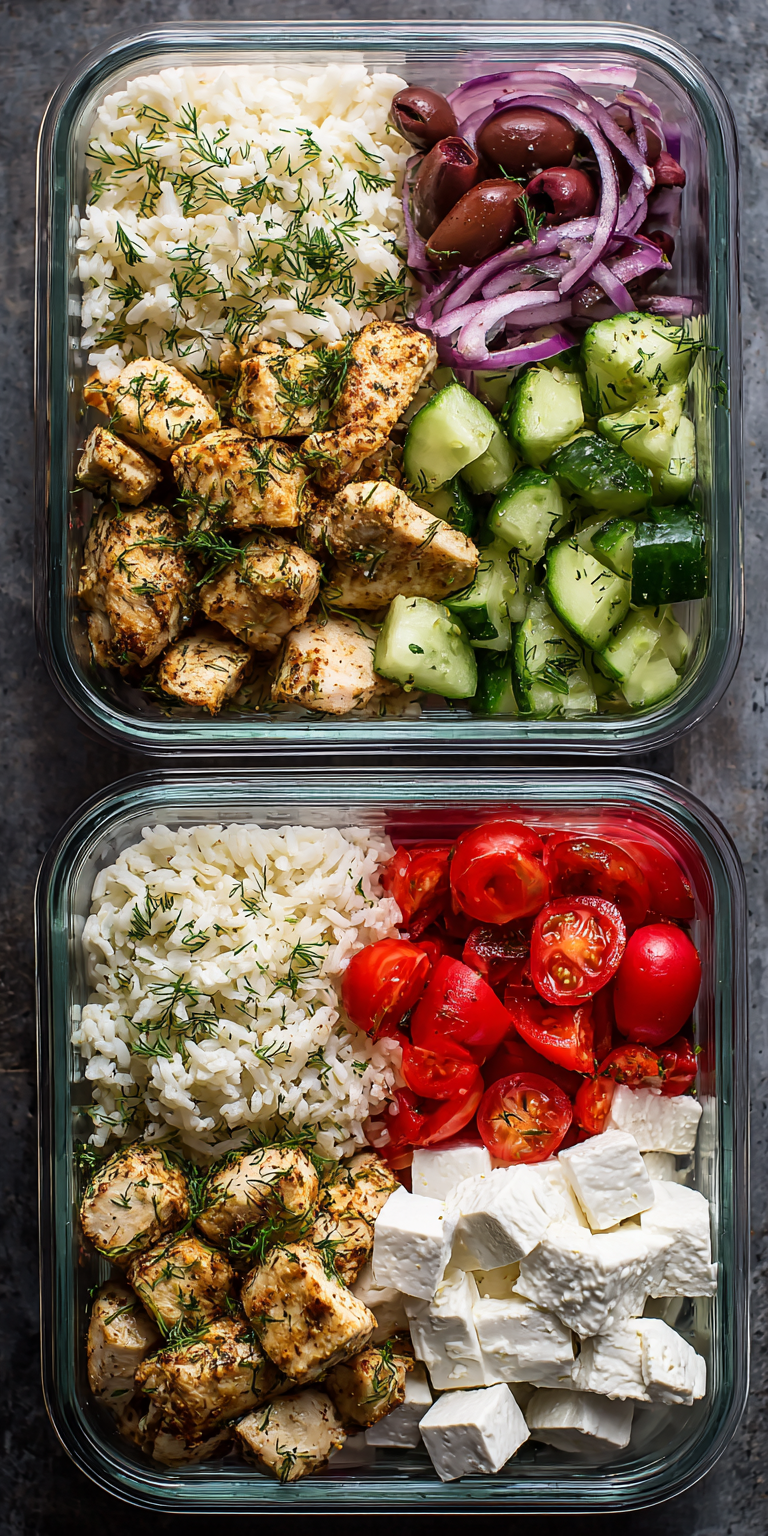 Greek Chicken Bowl Healthy Meal Prep served warm with cozy spices