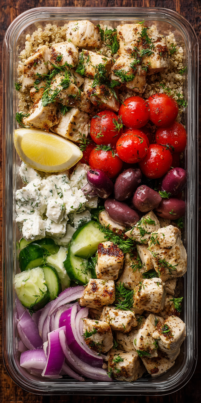 Greek Chicken Souvlaki Protein Meal Prep served warm with cozy spices