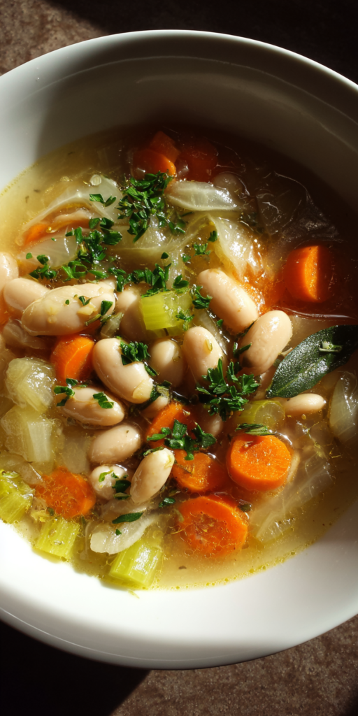 Greek White Bean Soup With Garlic & Lemon Recipe