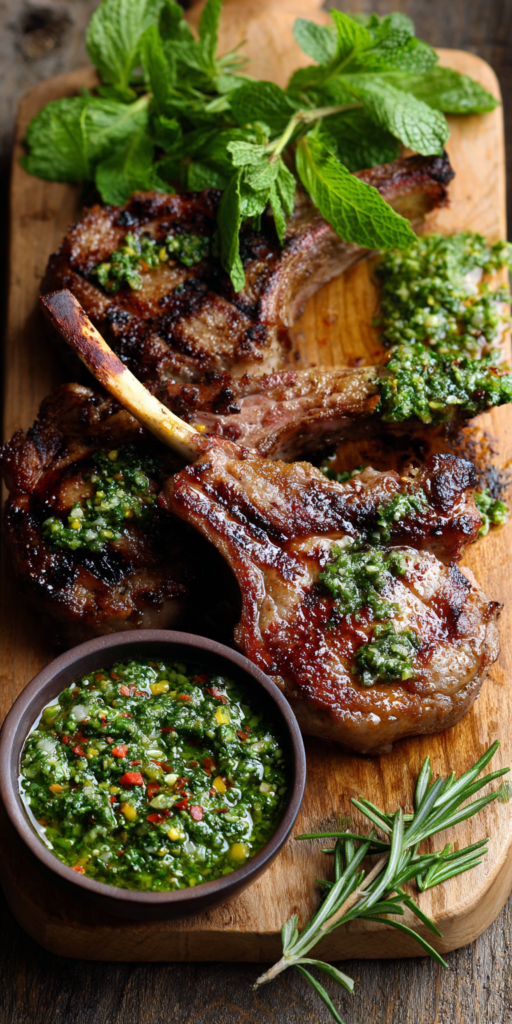 Grilled Lamb Chops with Mint Chimichurri Recipe