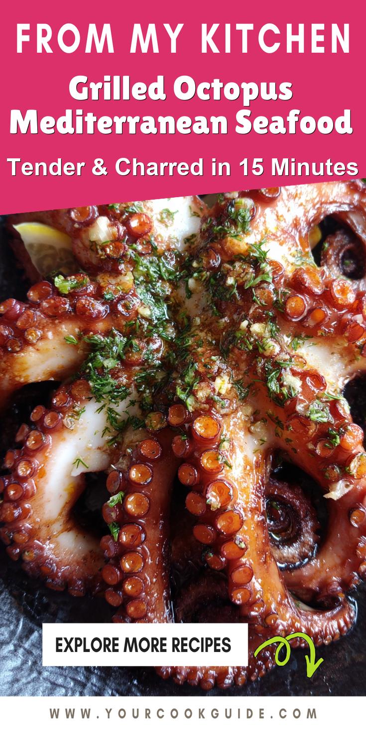 Grilled Octopus Mediterranean Seafood served warm with cozy spices