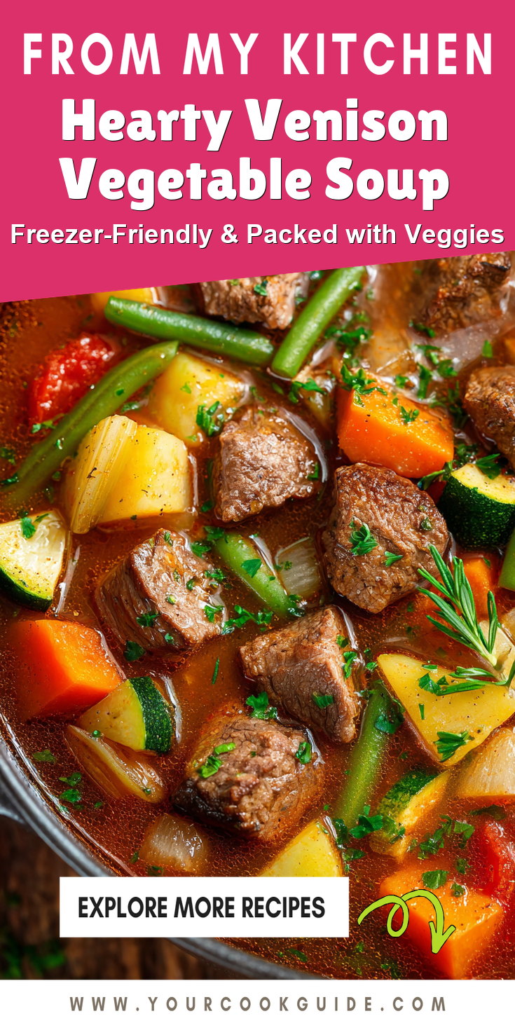 Hearty Venison Vegetable Soup served warm with cozy spices