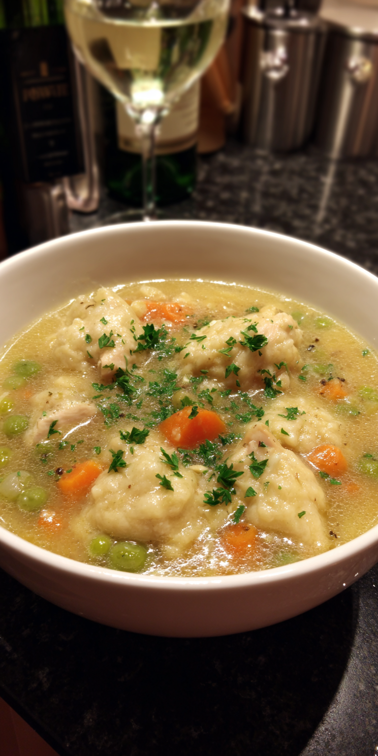 Instant Pot Chicken And Dumplings served warm with cozy spices