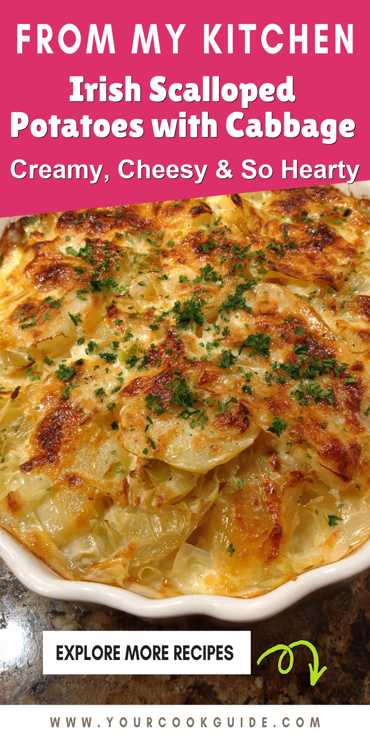 Irish Scalloped Potatoes with Cabbage served warm with cozy spices