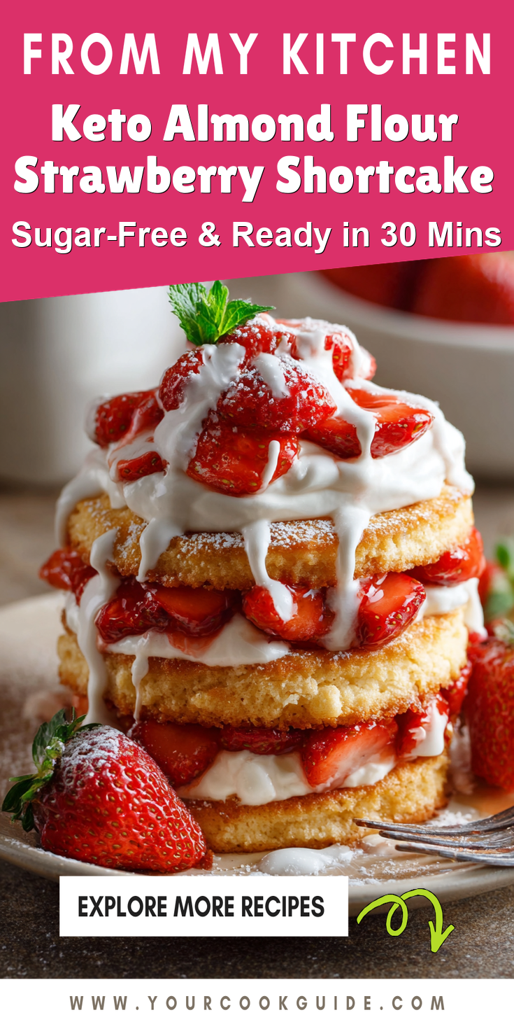 Keto Almond Flour Strawberry Shortcake served warm with cozy spices