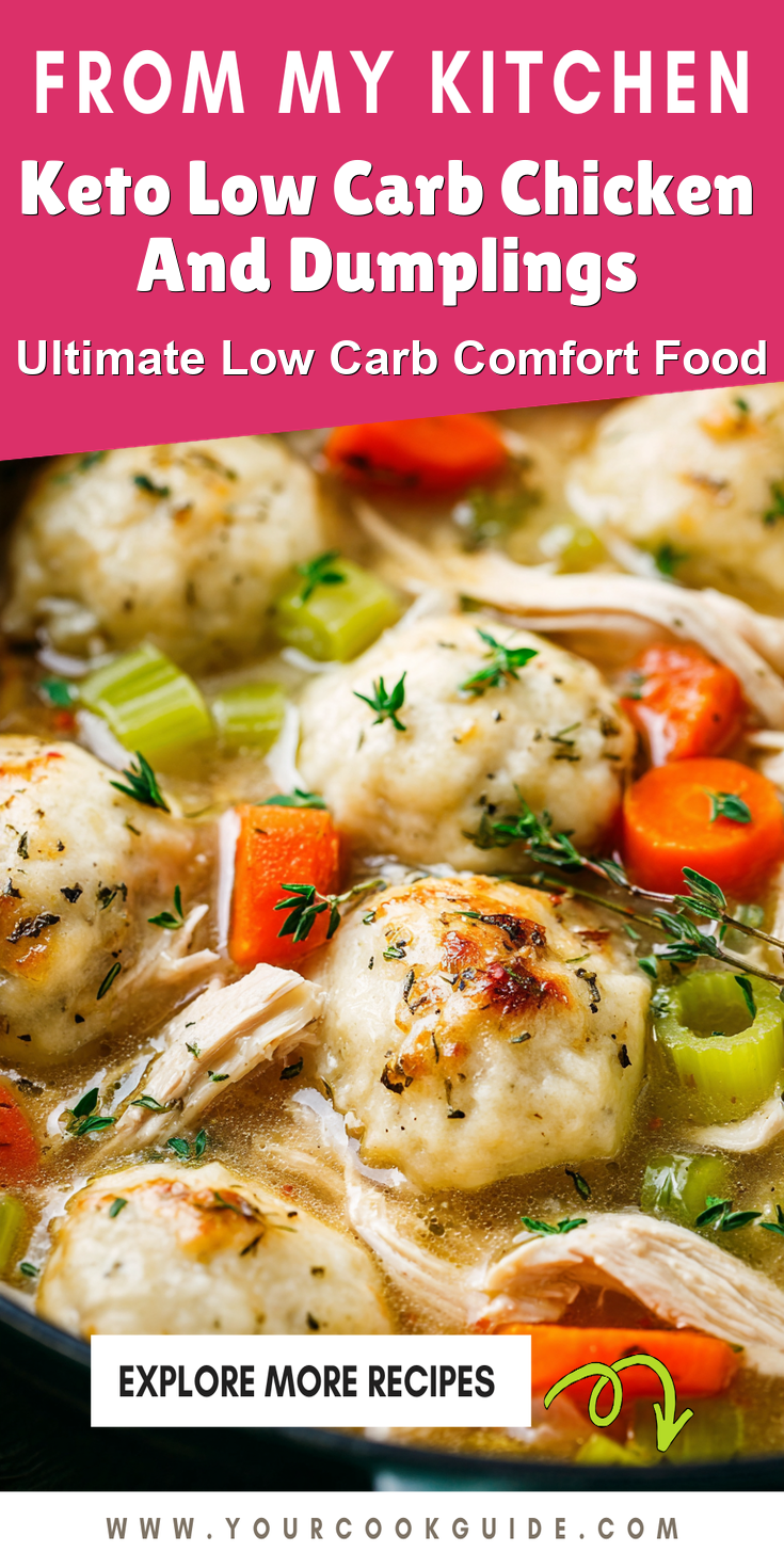 Keto Low Carb Chicken And Dumplings served warm with cozy spices