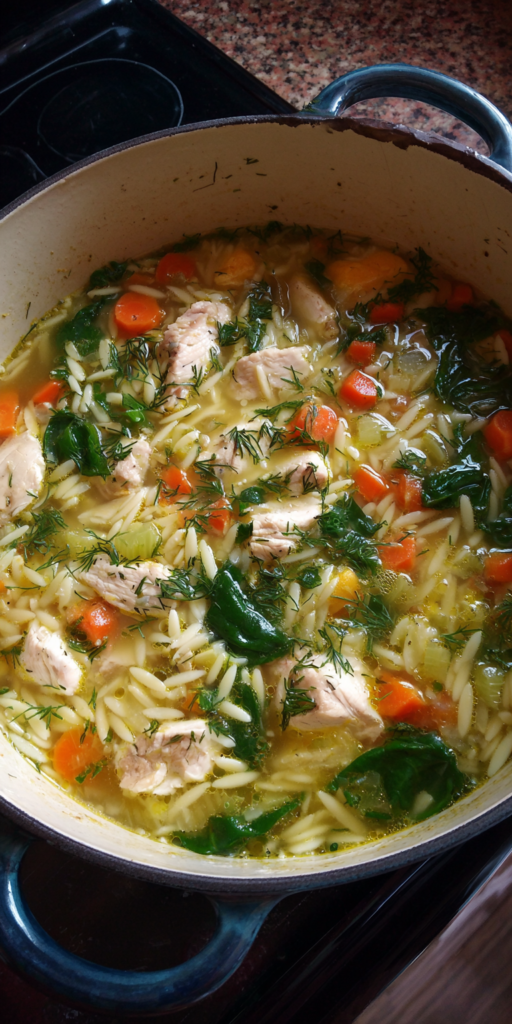 Lemon Chicken Orzo Spring Soup Recipe