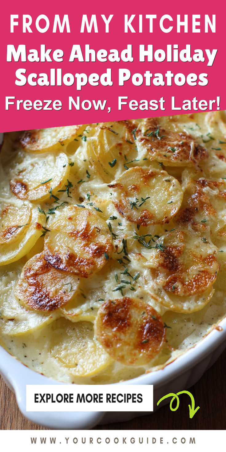 Make Ahead Holiday Scalloped Potatoes served warm with gentle spices and a cozy aroma