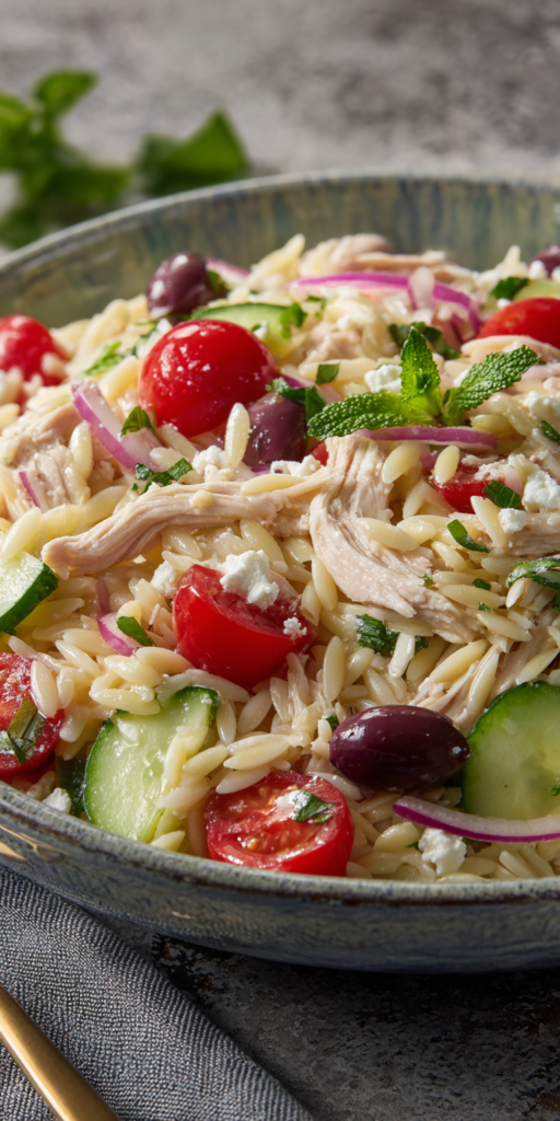 Mediterranean Orzo Salad Healthy Lunch Recipe