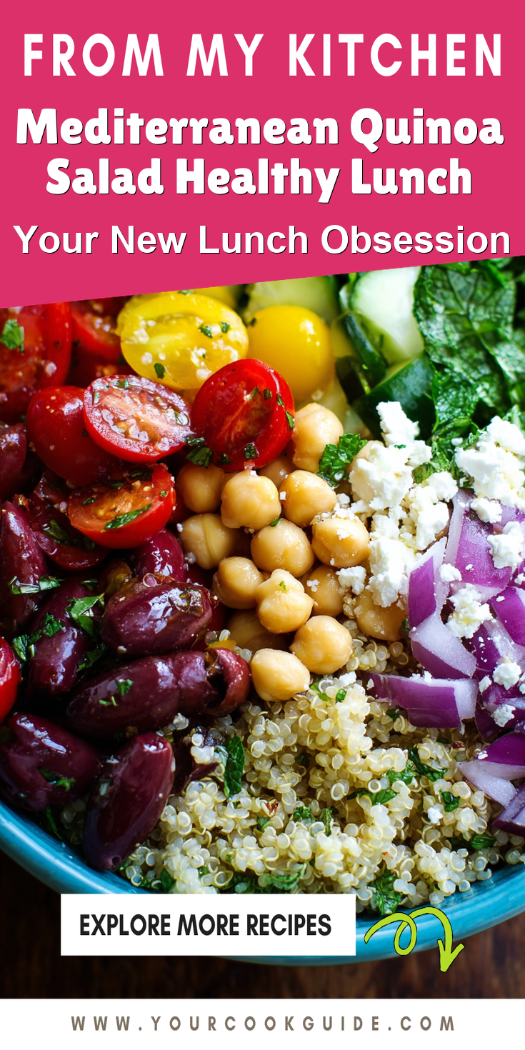 Mediterranean Quinoa Salad Healthy Lunch served warm with cozy spices
