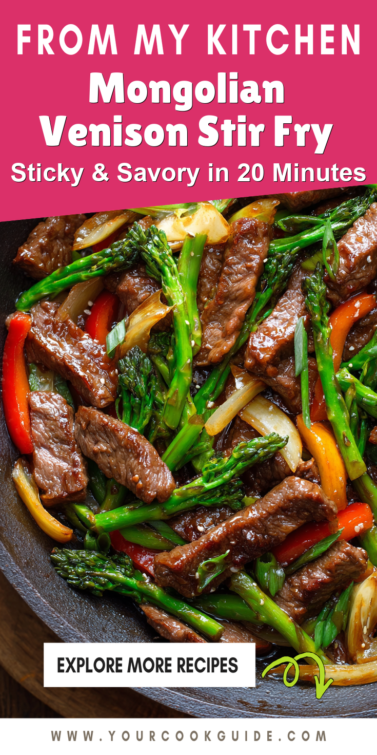 Mongolian Venison Stir Fry served on a plate