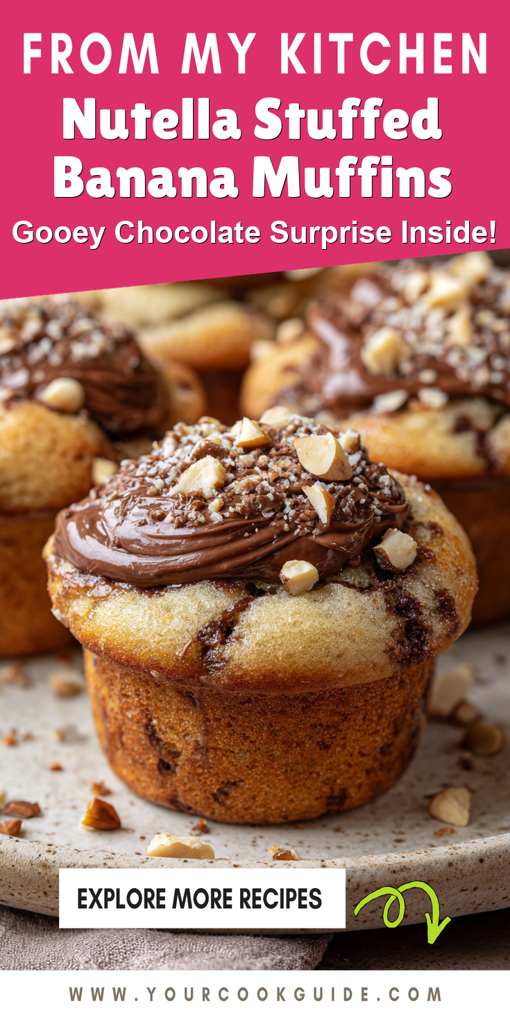 Nutella Stuffed Banana Muffins served warm with cozy spices