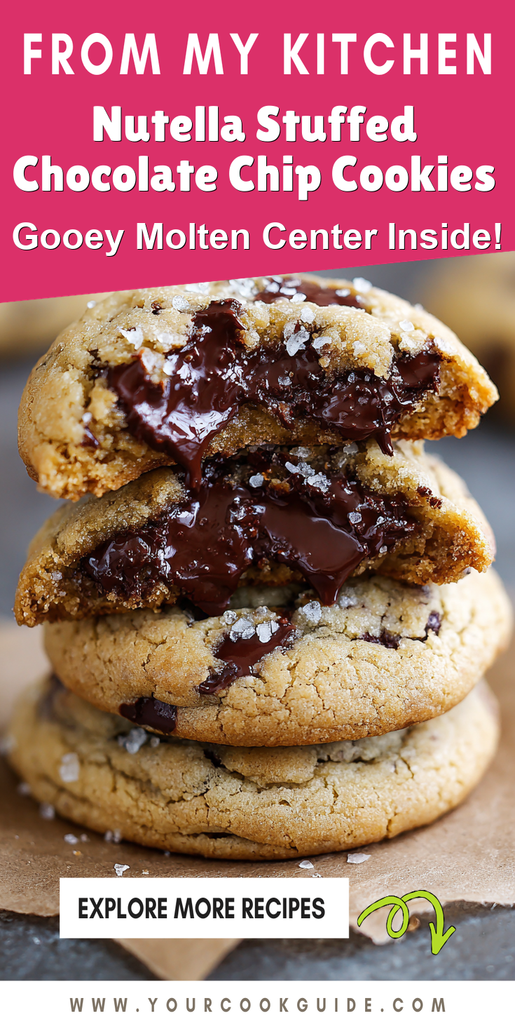 Nutella Stuffed Chocolate Chip Cookies served warm with cozy spices