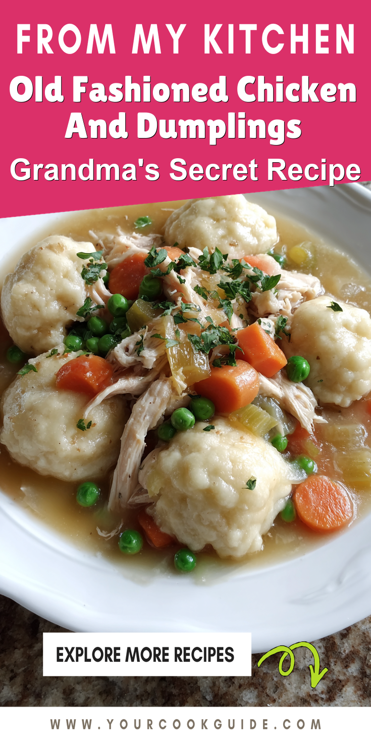 Old Fashioned Chicken And Dumplings served warm with cozy spices