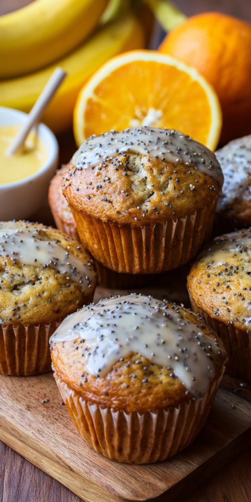 Orange Glazed Banana Poppy Seed Muffins Recipe