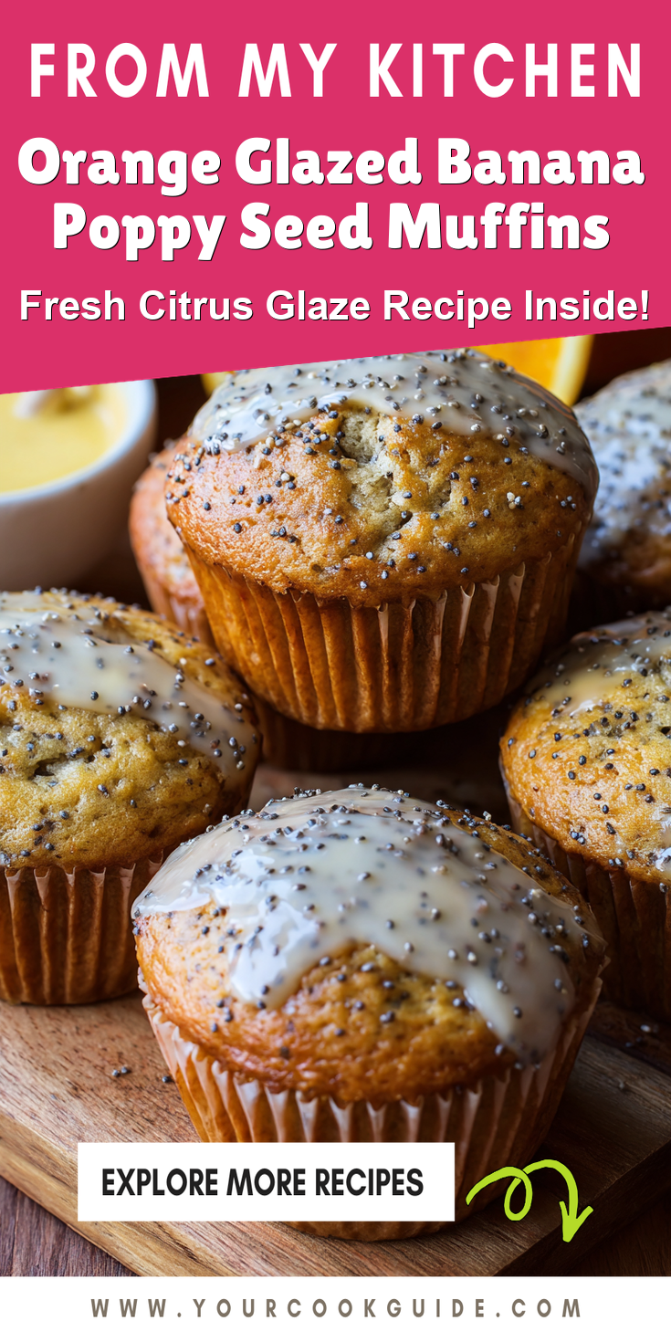 Orange Glazed Banana Poppy Seed Muffins served warm with cozy spices