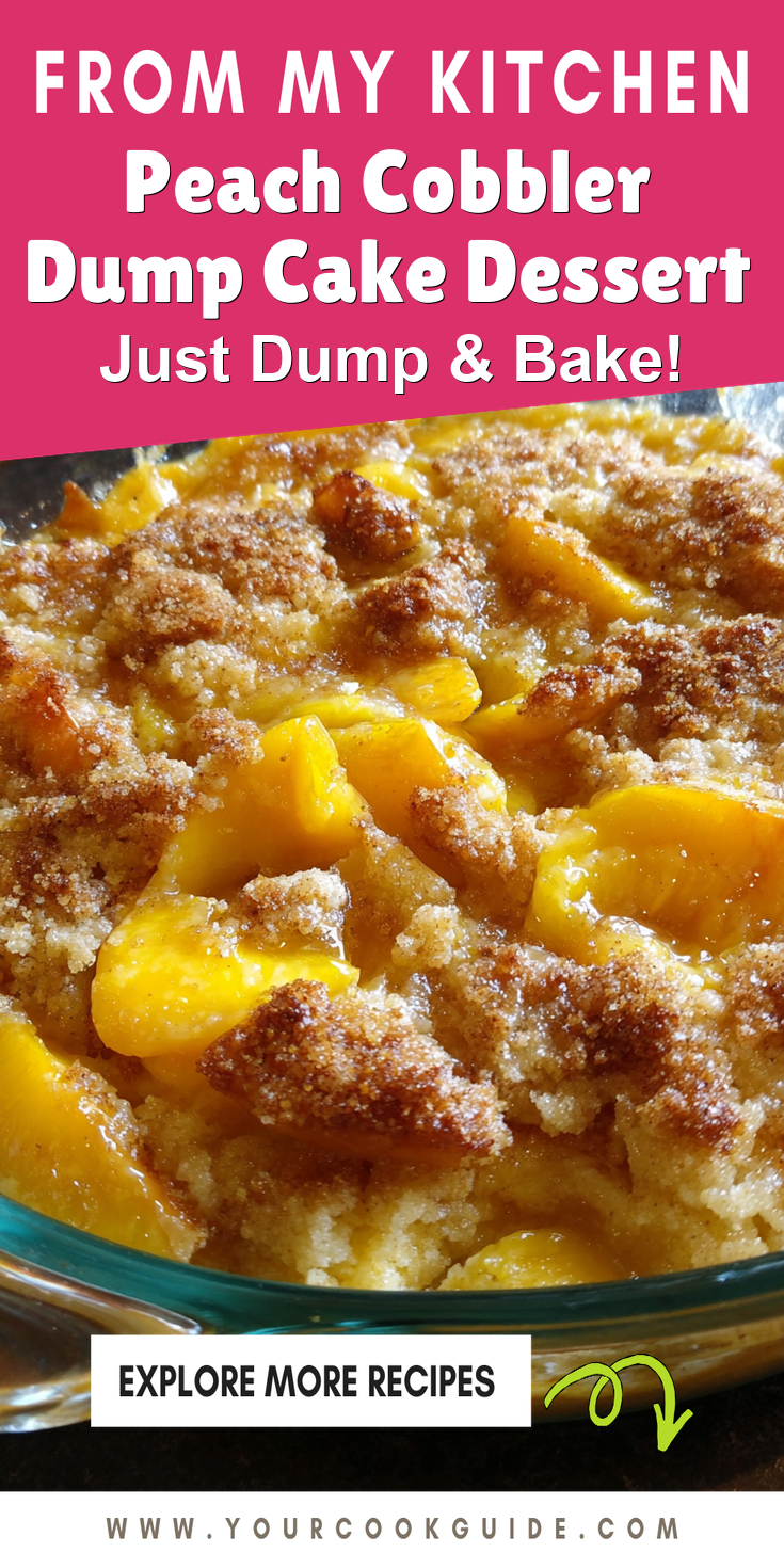 Peach Cobbler Dump Cake Dessert served warm with cozy spices