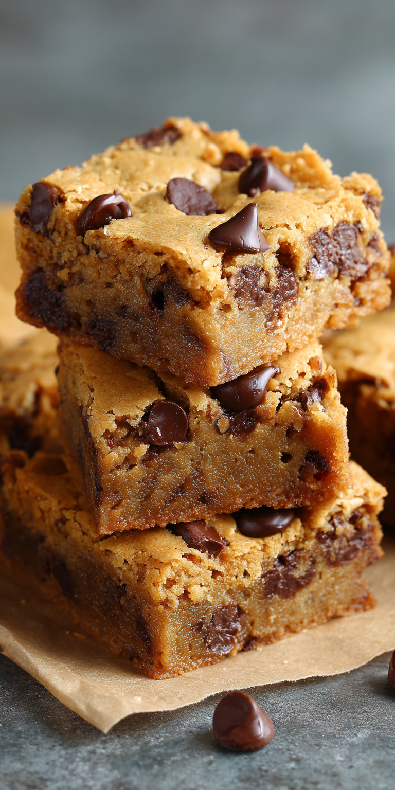 Peanut Butter Chocolate Chip Blondie Dessert served warm with cozy spices