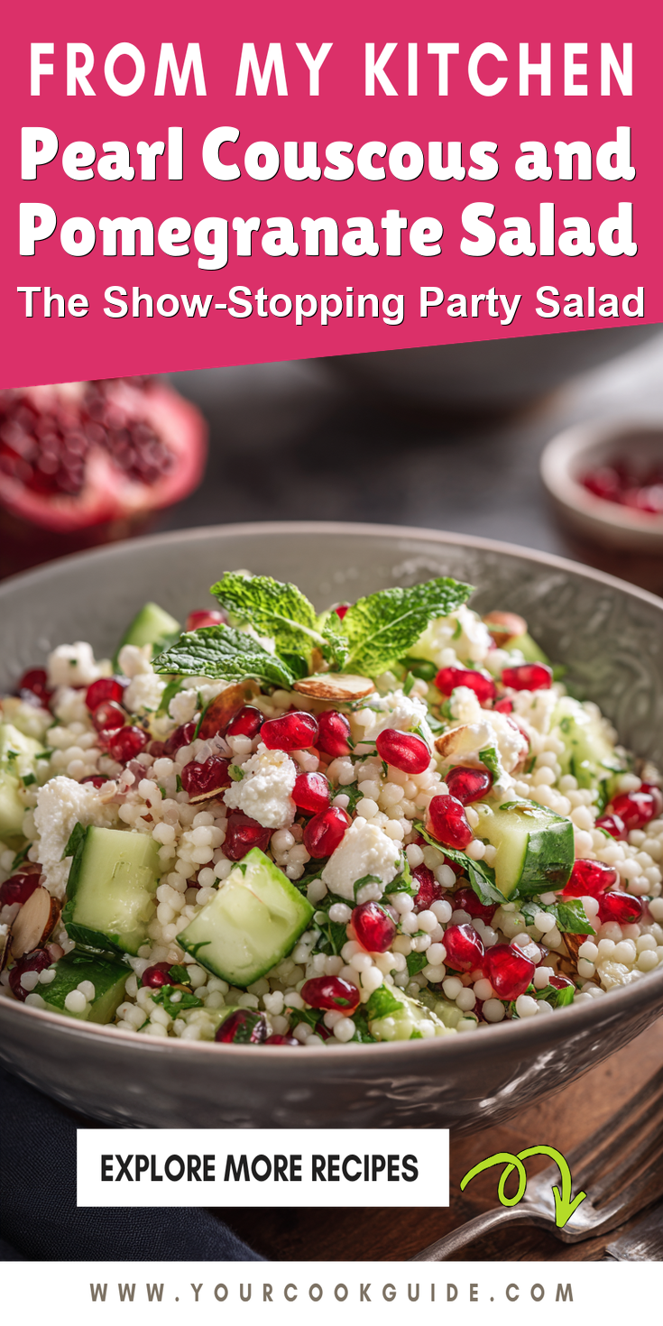 Pearl Couscous and Pomegranate Salad served on a plate