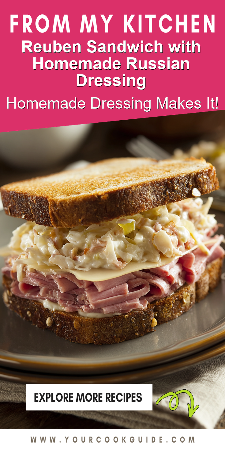 Reuben Sandwich with Homemade Russian Dressing served warm with cozy spices