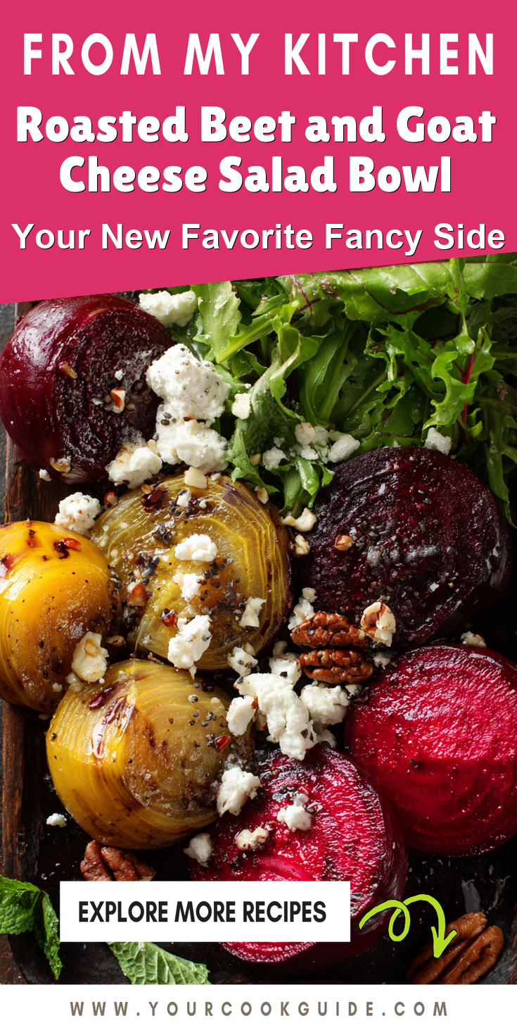 Roasted Beet and Goat Cheese Salad Bowl served warm with cozy spices