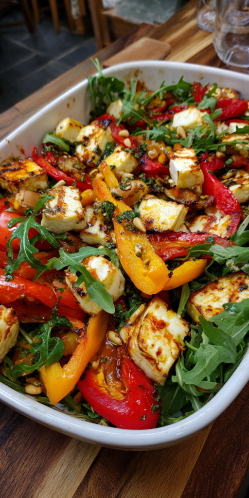 Roasted Bell Pepper and Grilled Halloumi Salad Recipe