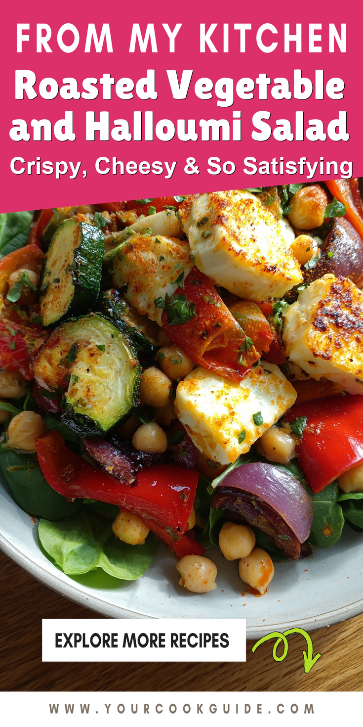 Roasted Vegetable and Halloumi Salad served warm with cozy spices