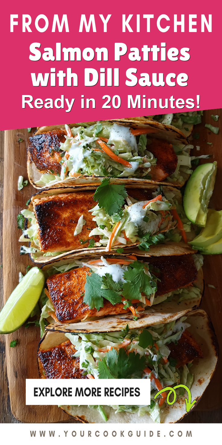 Salmon Patties with Dill Sauce served warm with cozy spices