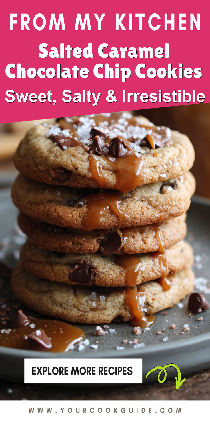 Salted Caramel Chocolate Chip Cookies served warm with cozy spices