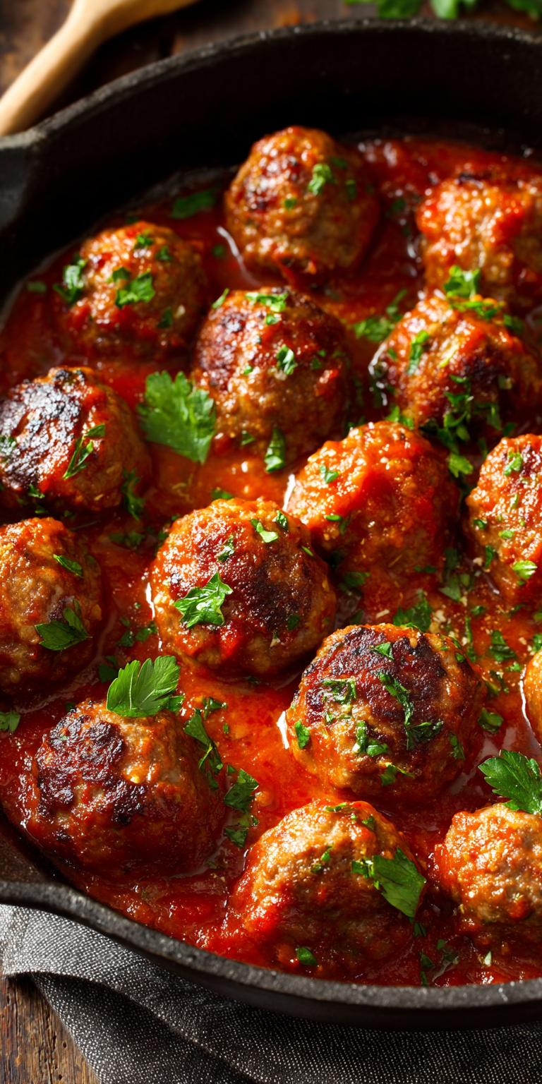 Savory Venison Meatballs in Tomato Sauce served warm with cozy spices