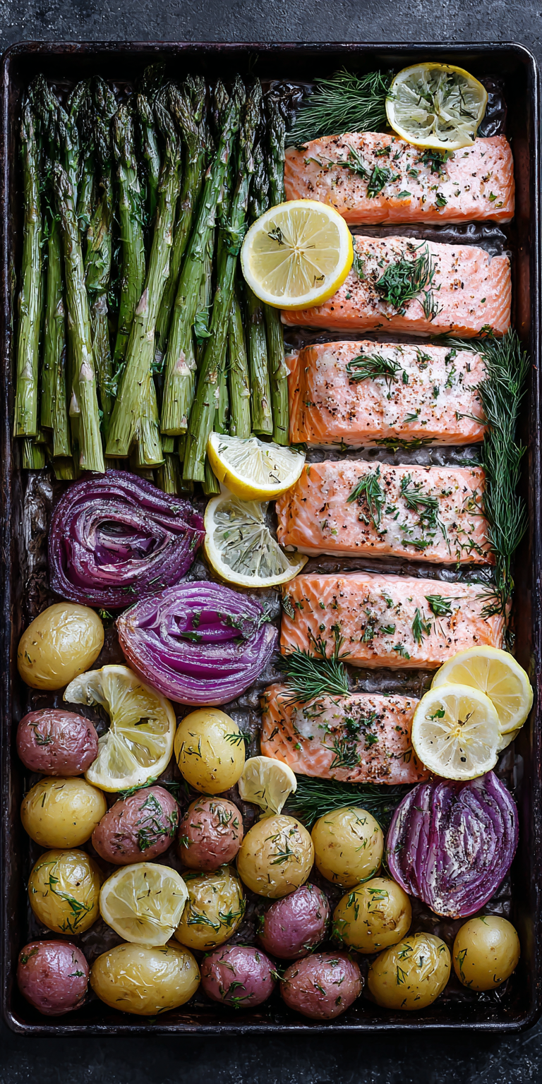 Sheet Pan Lemon Herb Roasted Salmon served warm with cozy spices