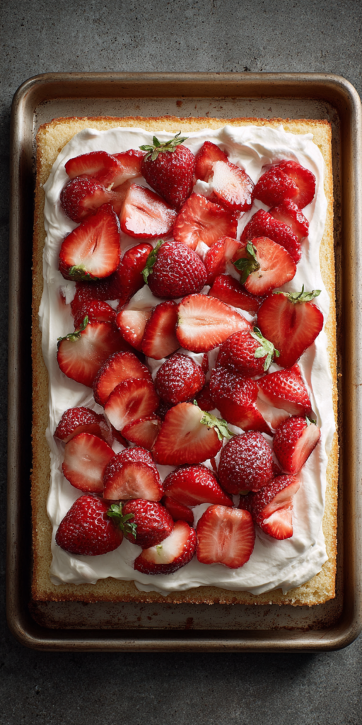 Sheet Pan Strawberry Shortcake Cake Recipe