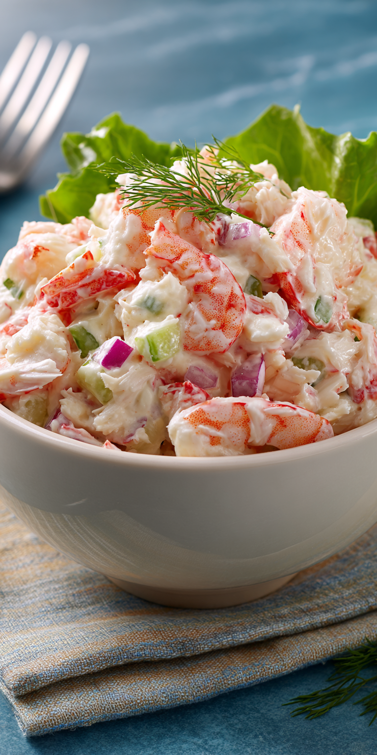 Shrimp and Crab Seafood Salad served warm with cozy spices