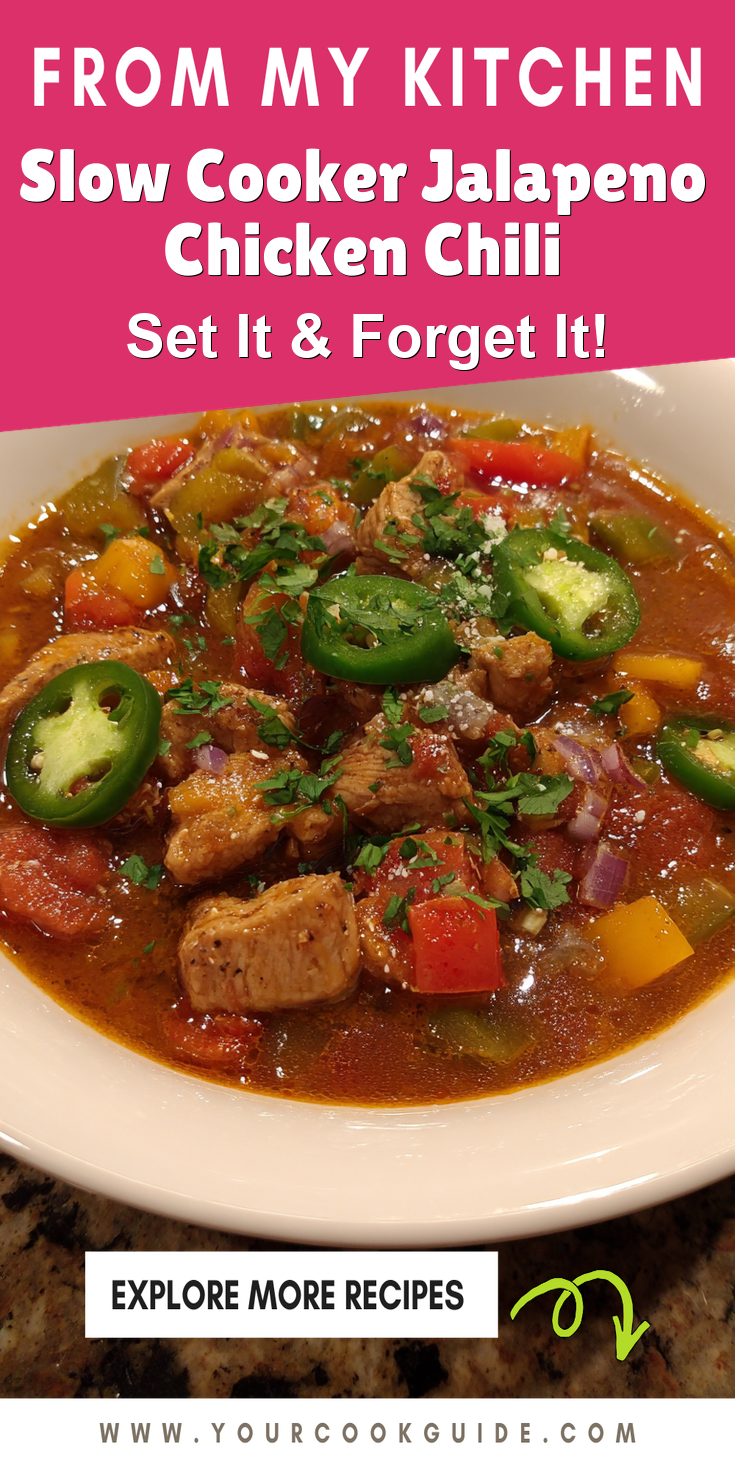 Slow Cooker Jalapeno Chicken Chili served warm with cozy spices