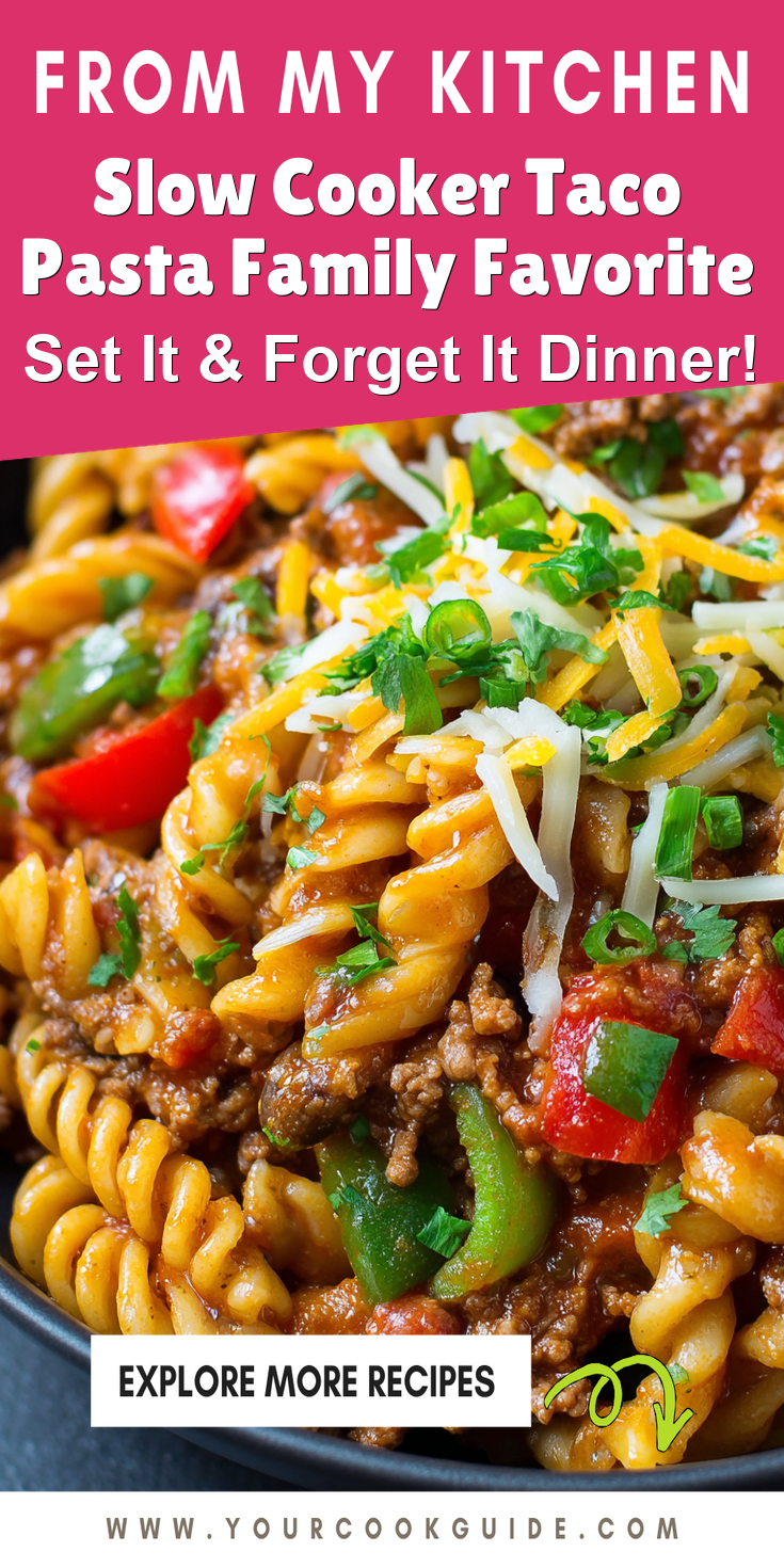 Slow Cooker Taco Pasta Family Favorite served on a plate