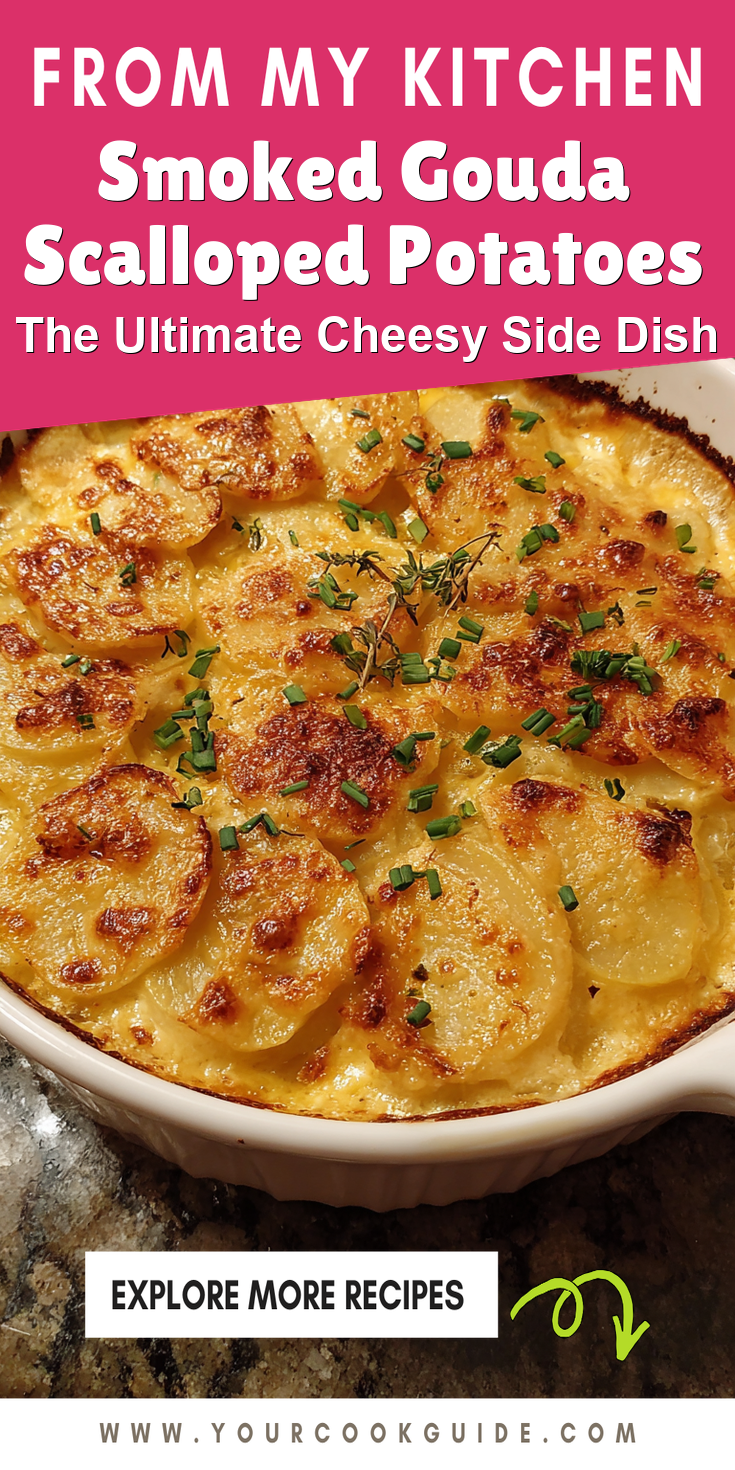 Smoked Gouda Scalloped Potatoes served warm with cozy spices