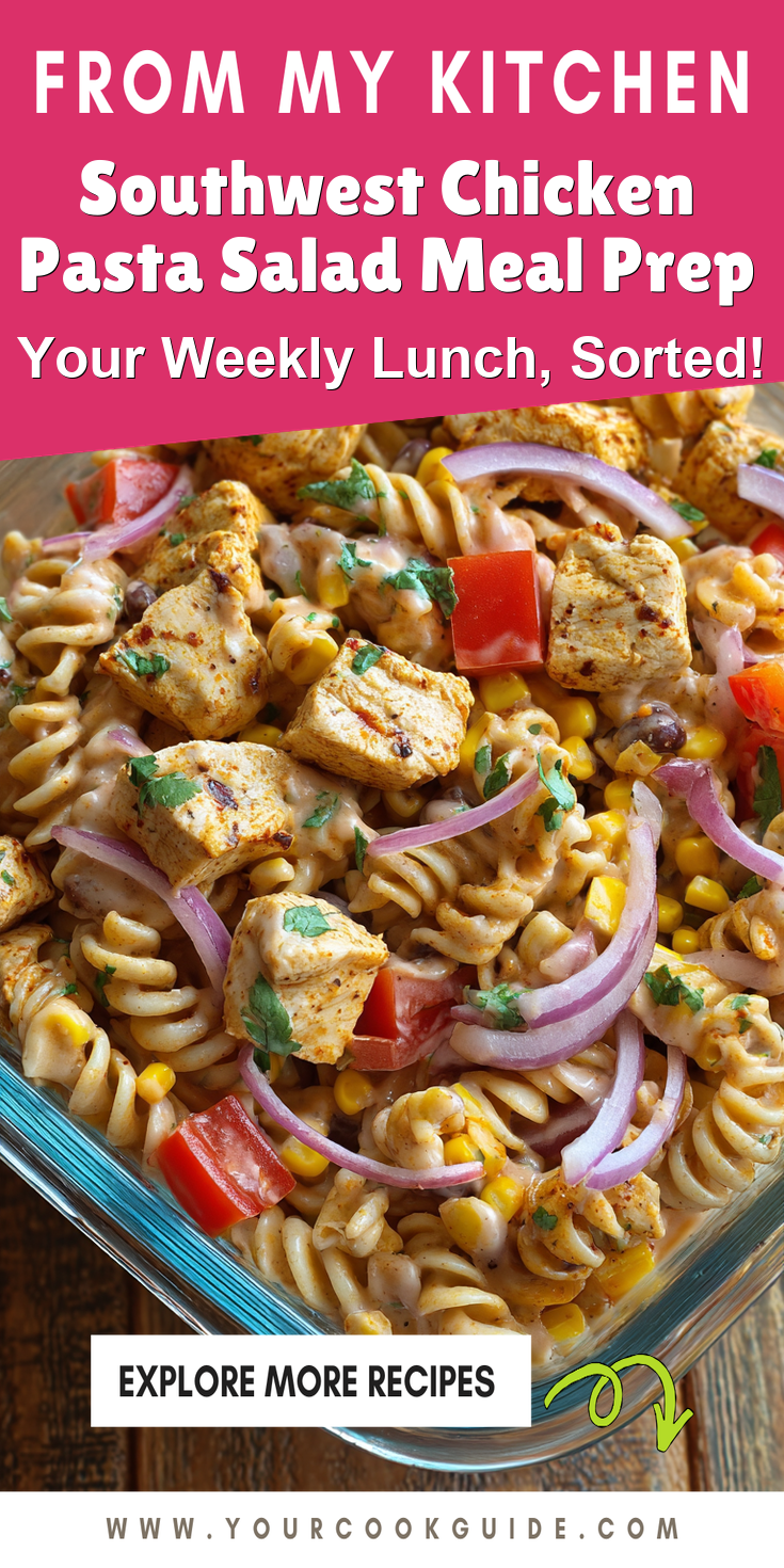 Southwest Chicken Pasta Salad Meal Prep served warm with cozy spices