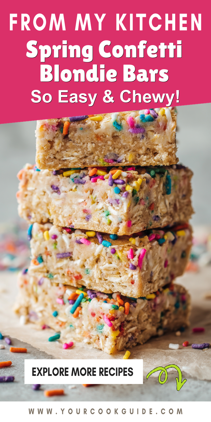 Spring Confetti Blondie Bars served warm with cozy spices