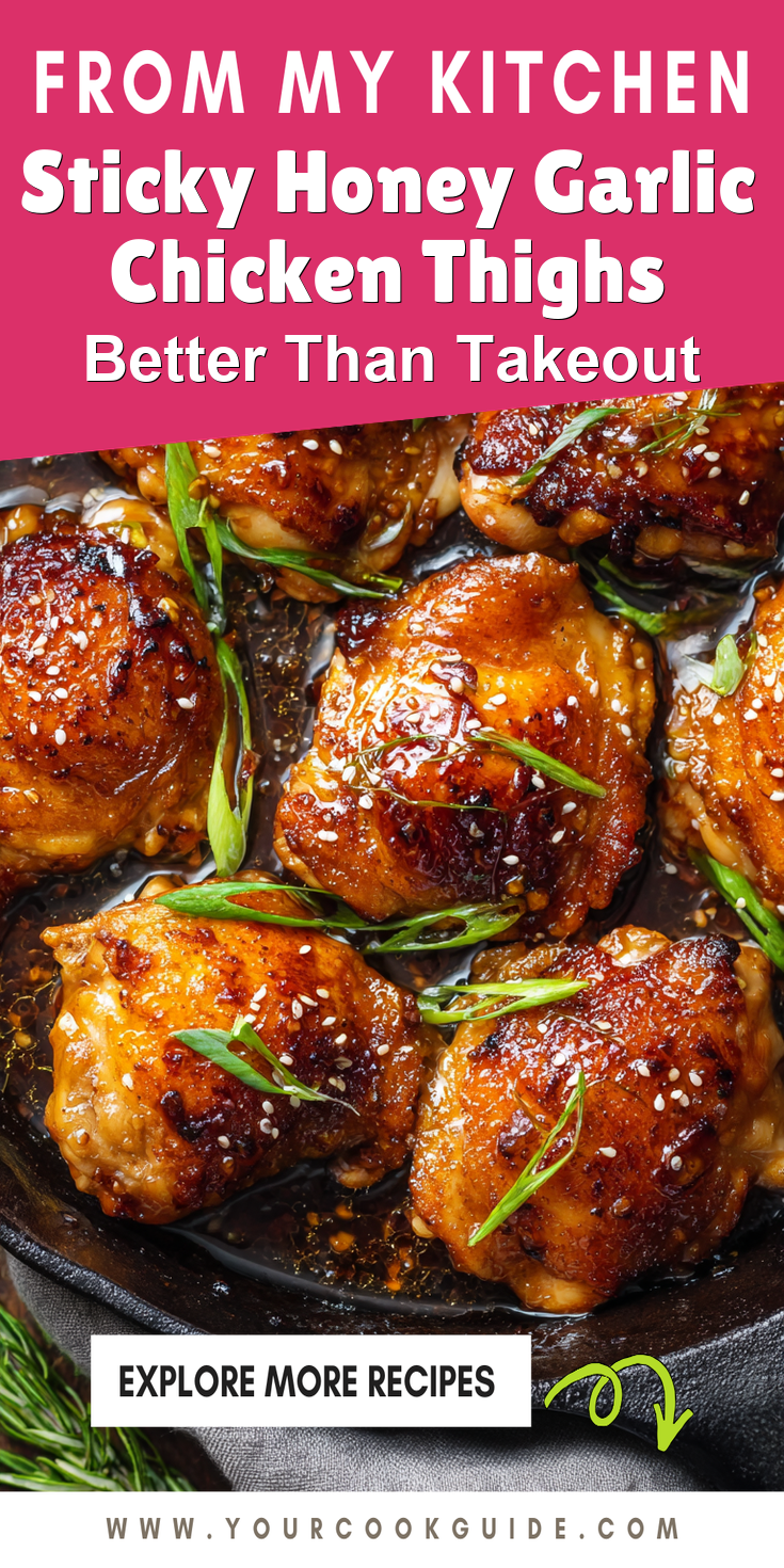 Sticky Honey Garlic Chicken Thighs served warm with cozy spices