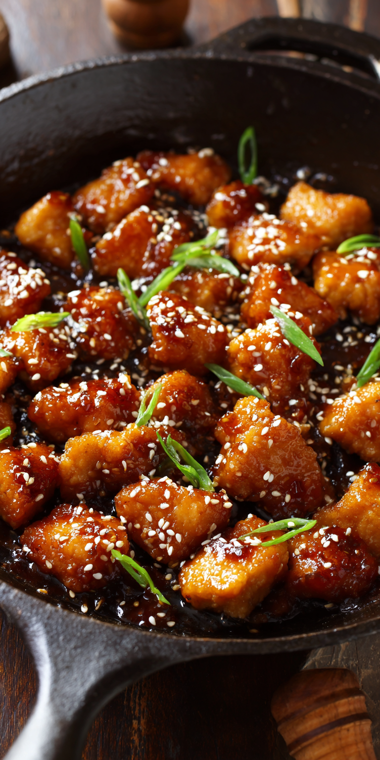 Sticky Sesame Chicken Simple and Quick served warm with cozy spices