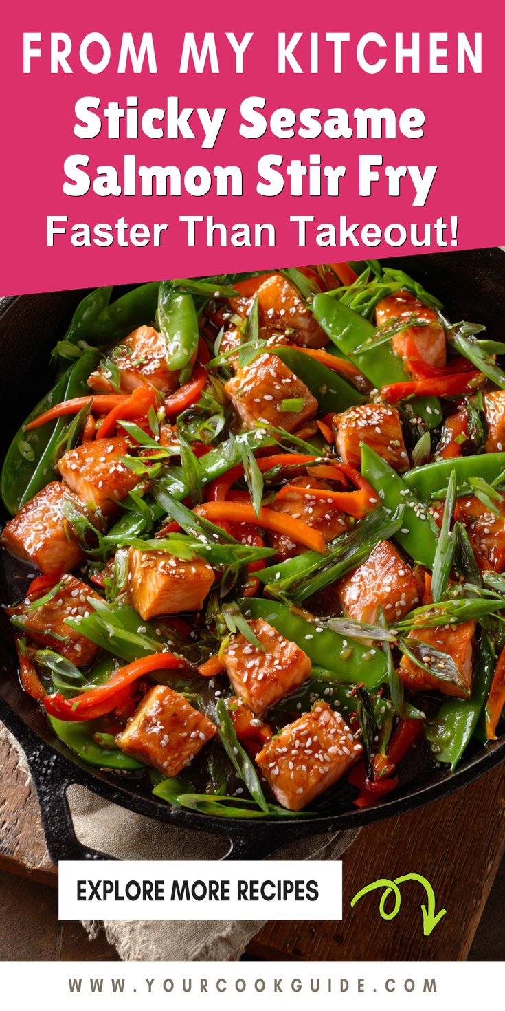 Sticky Sesame Salmon Stir Fry served warm with gentle spices and a cozy aroma