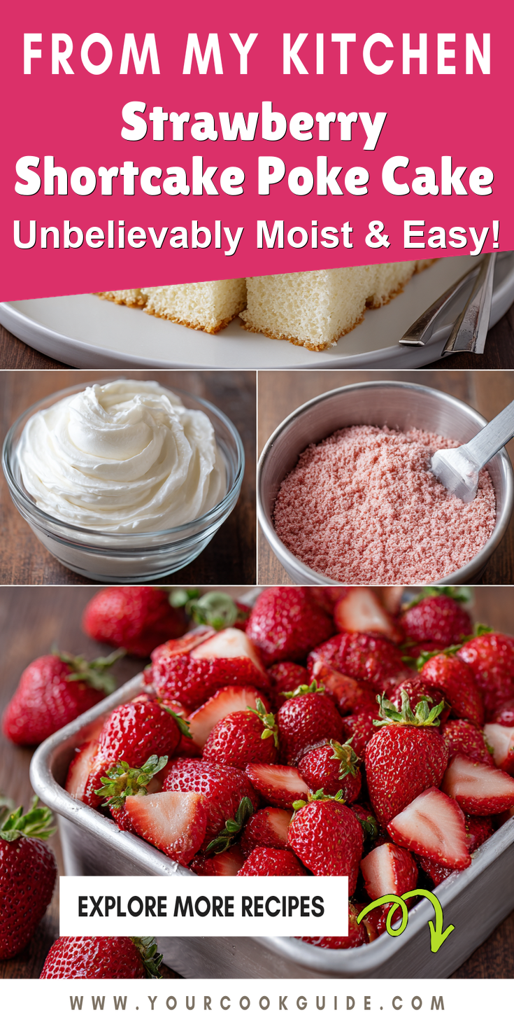Strawberry Shortcake Poke Cake served warm with cozy spices