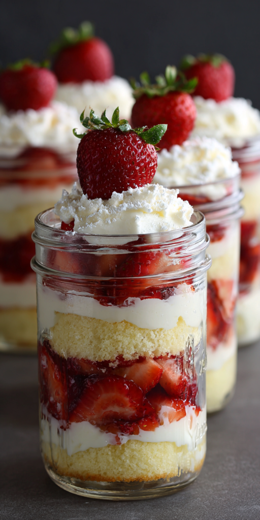 Strawberry Shortcake Trifle in Mason Jars Recipe