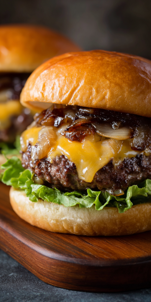 Venison Burgers with Caramelized Onions Recipe