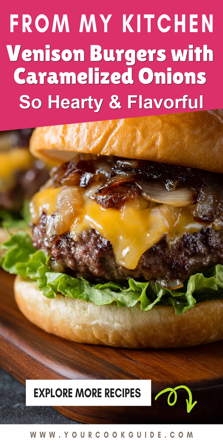 Venison Burgers with Caramelized Onions served warm with cozy spices